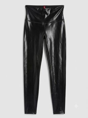 Spanx Faux Patent Leather Leggings Black High Rise Shaping Pull-On Pants XL